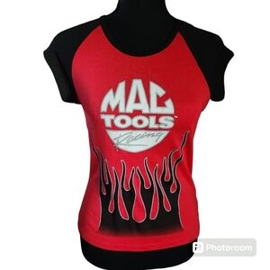 2000s Mac Tools Racing Flame Fitted Top sz M